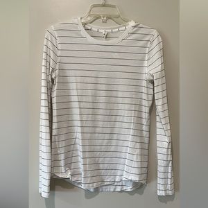 Lululemon white shirt with black stripes. size 4 womens. barely worn.long sleeve